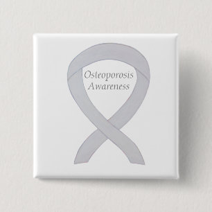 Osteoporose-Bewusstsein Weißer Band Kunsthandwerk Button