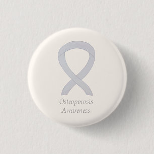 Osteoporose Bewusstsein Weißes Ribbon Custom Art B Button