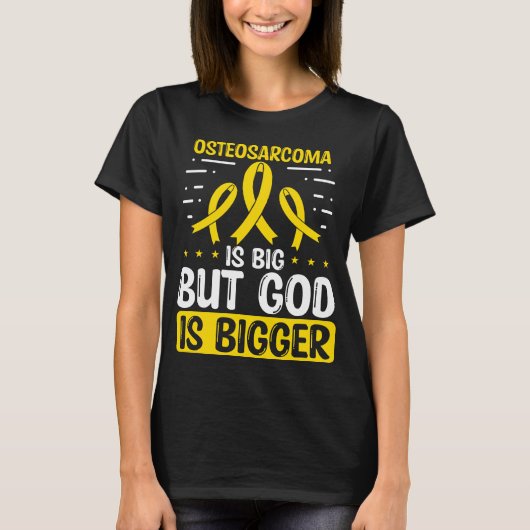 Osteosarcoma Awareness God Bone Cancer Ribbon T-Shirt (Vorderseite)