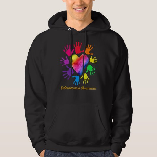 Osteosarcoma Awareness Hands Osteosarkom Hoodie (Vorderseite)