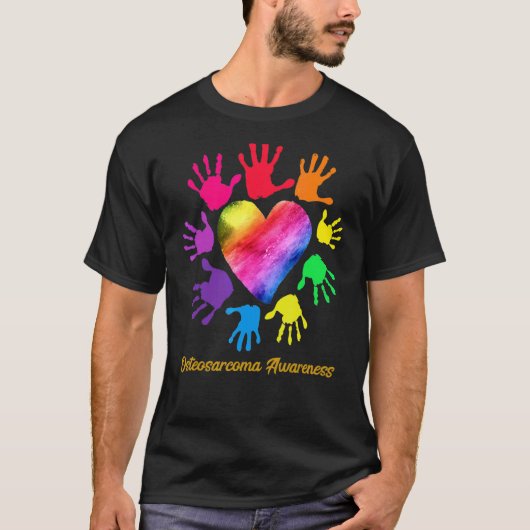Osteosarcoma Awareness Hands Osteosarkom T-Shirt (Vorderseite)
