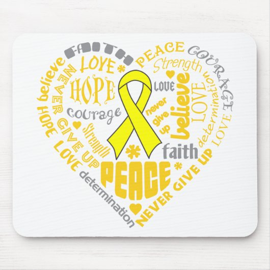Osteosarcoma Awareness Heart Worte Mousepad (Vorne)