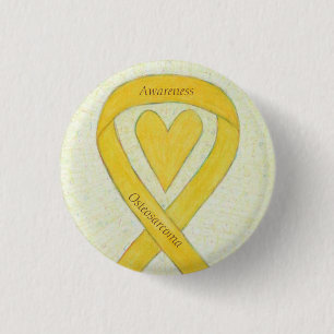 Osteosarcoma Gelbes Bewusstsein Band Herz-Button Button