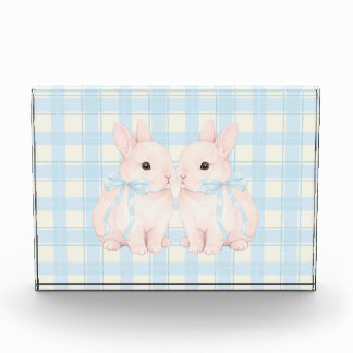 Oster-Acryl-Kunst rosa Marshmallow-Hasen-Kaninchen Fotoblock