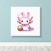 Oster Axolotl Hasenohren Eier T-Shirt Leinwanddruck (Insitu (Holzboden))