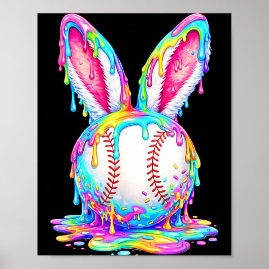 Oster Baseball Drip Osterhase Jungen Kinder Poster (Vorne)