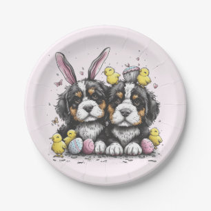 Oster-Bernersennenhunde Pappteller