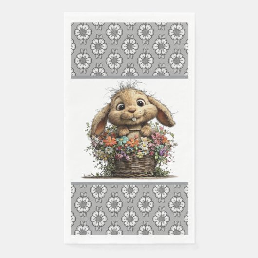 Oster-Blumen-Hasen-Papier-Serviette Serviette (Vorderseite)