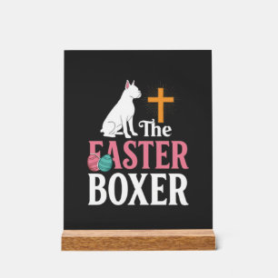 Oster-Boxer-Hund Vintage-Gravur-Shirt Acrylschild