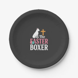Oster-Boxer-Hund Vintage-Gravur-Shirt Pappteller