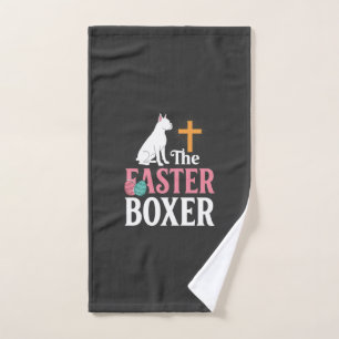 Oster-Boxerhund-Vintage-Stickerei-Shirt Handtuch