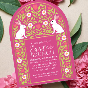 Oster-Brunch-Einladung im Volkskunststil mit rosa Einladung
