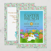Oster-Brunch-Party – Bunter Hase & Eier Einladung (Vorne/Hinten)