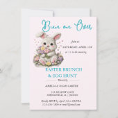 Oster-BRUNCH & -SCHEUNJAGD mit besticktem Hasen Einladung (Vorderseite)