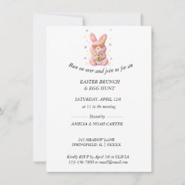 Oster-BRUNCH & -SUCHE mit besticktem Hasen Einladung