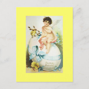 Oster-Cherub & Küken im Vintage-Stil Feiertagspostkarte