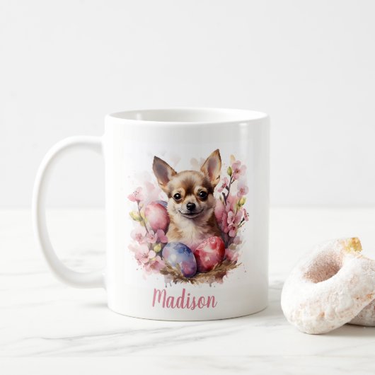 Oster Chihuahua Eier und Blume - Kaffeetasse (Mit Donut)