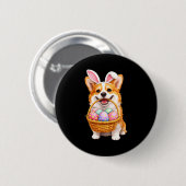 Oster-Corgi-Hund-Hase süße Ostereier-Korb Button (Vorne & Hinten)