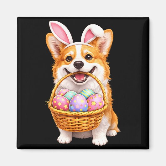 Oster-Corgi-Hund-Hase süße Ostereier Körbchen Magnet (Vorne)