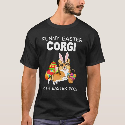 Oster-Corgi mit Ostereiern T-Shirt (Vorderseite)