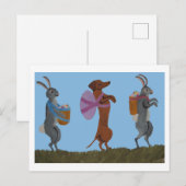 Oster-Dackel und marschierende Hasen Postkarte (Vorne/Hinten)