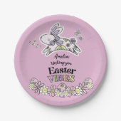 Oster-Dessert-Papierteller – Retro-Hippie-Hase Pappteller (Vorderseite)