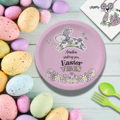 Oster-Dessert-Papierteller – Retro-Hippie-Hase Pappteller