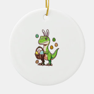 Oster-Dinosaurier Trex-Ei-Jagd Jungen Kinder Keramik Ornament