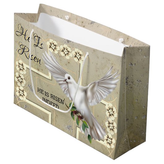 Oster-Dove des Friedens Große Geschenktüte (Vorderseite Schrägansicht)