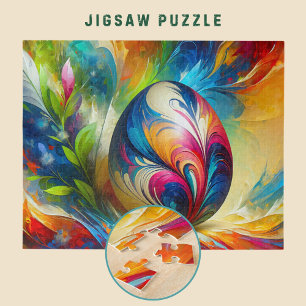 Oster-Ei abstrakt lebendiger Farbfluss - Puzzle