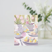 Oster-Ei-Blumen-Aquarell-Teeparty  Feiertagskarte (Stehend Vorderseite)