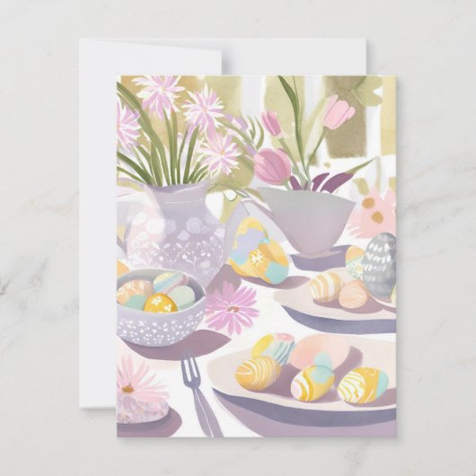 Oster-Ei-Blumen-Aquarell-Teeparty  Feiertagskarte (Vorderseite)