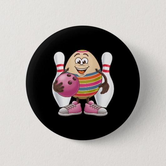 Oster-Ei Buntes Kostüm Bowling Spieler Team L Button (Vorderseite)