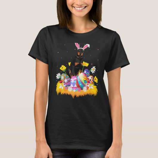Oster-Ei-Dobermann-Hund Ostersonntag T-Shirt (Vorderseite)