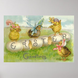 Oster-Ei-Küken-Feld Poster
