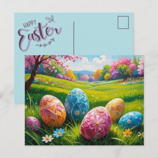 Oster-Ei-Kunst-Postkarte Postkarte (Vorne/Hinten)