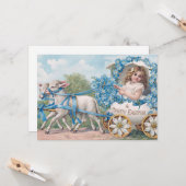 Oster-Ei-Kutschenfahrt mit Lämmern Karte (Vorderseite/Rückseite Beispiel)