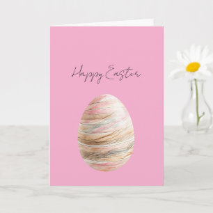 Oster-Ei mit Pastellrosa-Gold-Streifen Karte