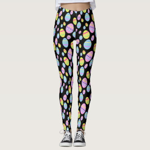 Oster-Ei-Muster in Pastell auf Schwarz Leggings