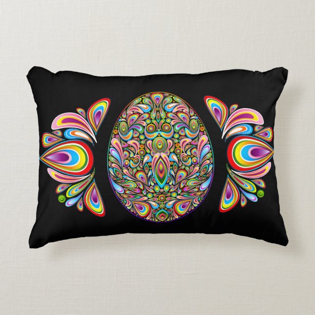 Oster-Ei-Psychedel-Design-Kinder-Bio-T-Shirt Dekokissen (Vorderseite)