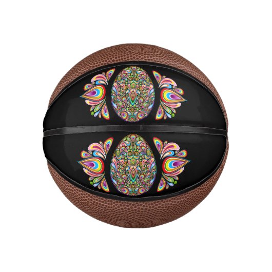 Oster-Ei-Psychedel-Design-Kinder-Bio-T-Shirt Mini Basketball (Vorderseite)