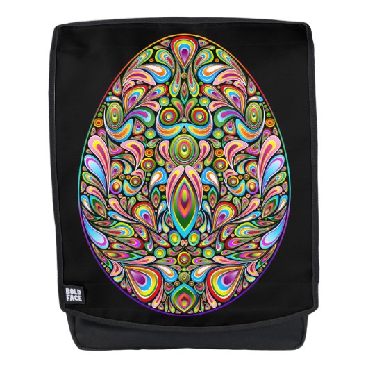Oster-Ei-Psychedel-Design-Kinder-Bio-T-Shirt Rucksack (Vorderseite)
