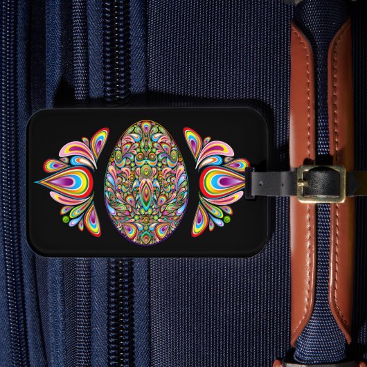 Oster-Ei-Psychedelic-Design-Kinder-Bio-T-Shirt Gepäckanhänger (Vorderseite Insitu 4)
