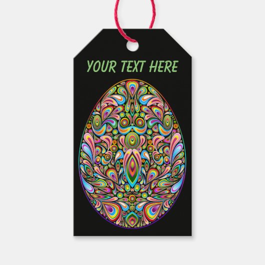 Oster-Ei-Psychedelic-Design-Kinder-Bio-T-Shirt Geschenkanhänger (Vorderseite)