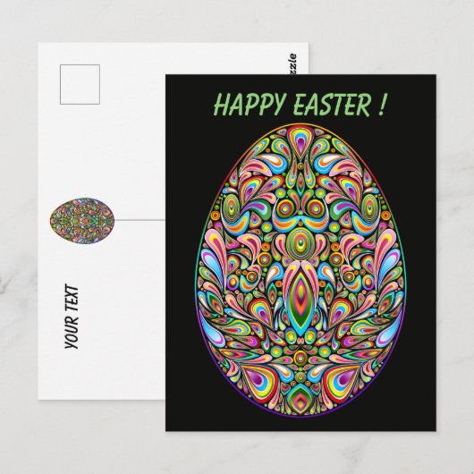 Oster-Ei-Psychedelic-Design-Kinder-Bio-T-Shirt Postkarte (Vorne/Hinten)