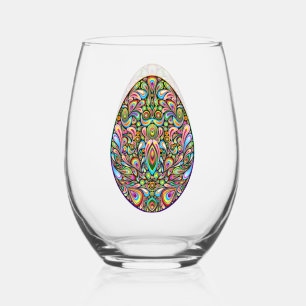 Oster-Ei-Psychedelic-Design-Kinder-Bio-T-Shirt Weinglas Ohne Stiel