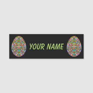 Oster-Ei psychedelisches Design Kinder Bio-T-Shirt Namensschild