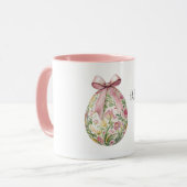 Oster-Ei-Schleife mit rosa Blumen Tasse (Vorderseite Links)