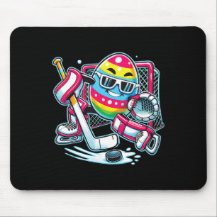 Oster-Ei spielt Hockey-Torhüter-Häschen Kleinkinde Mousepad