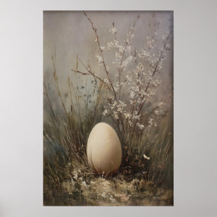 Oster-Ei-Wildblumen-Druck, Antike Frühlingsfeld Poster